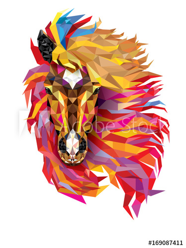 375x500 Horse Geometric Patternfabulous Hair Of Horse Low Polygon