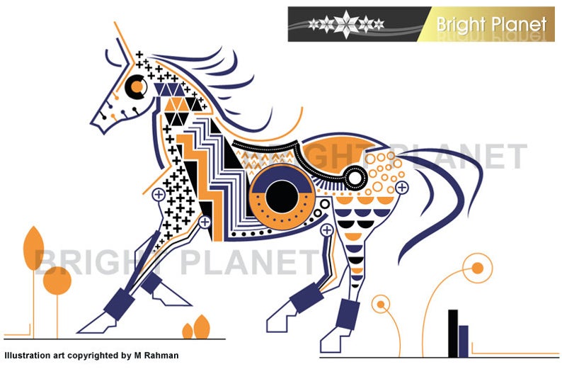 794x528 Horse Vector Illustration Geometric Shape Intricate Line Etsy