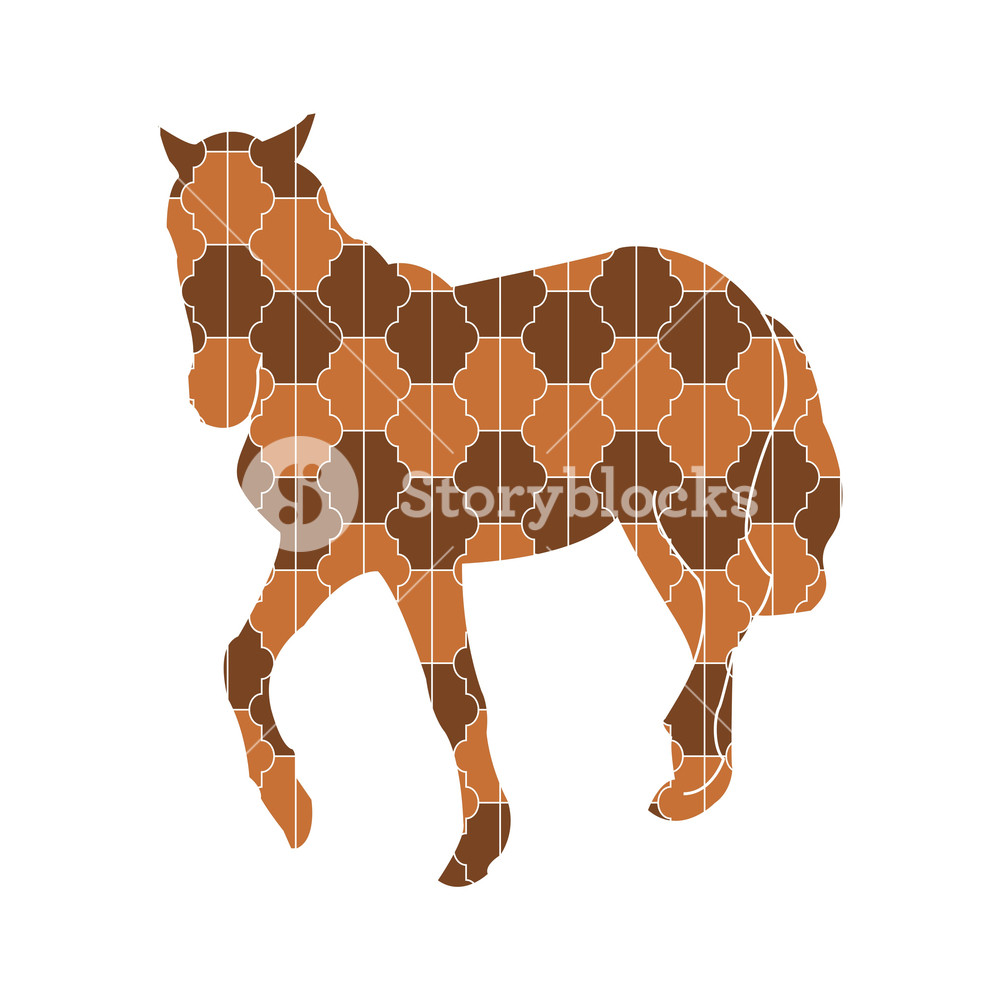 1000x1000 Silhouette Of The Horse Geometric Mosaic In Brown Tones Vector