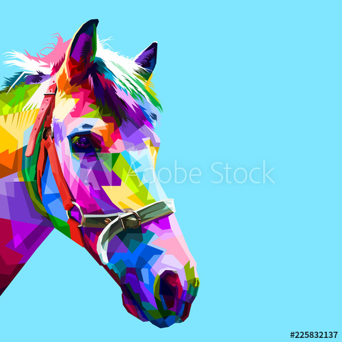 500x500 Colorful Horse Head In Geometric Pattern Pop Art Style