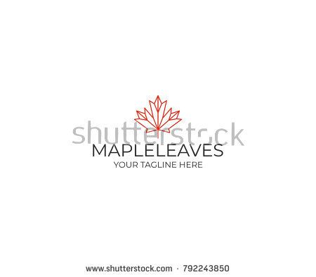 450x395 Line Maple Leaf Logo Template Geometric Autumn Leaf Vector Design