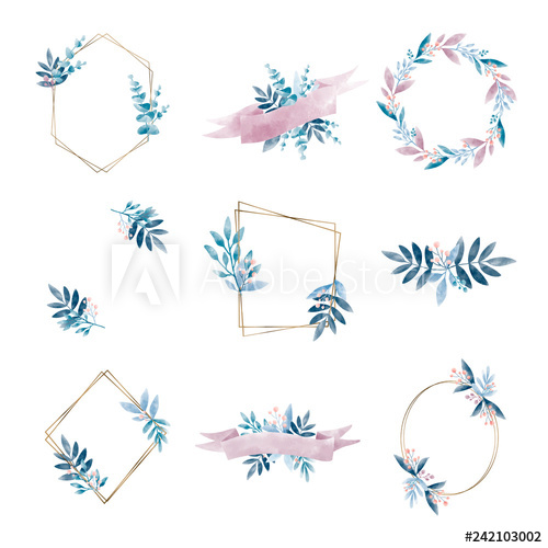 500x500 Set Of Geometric Frame With Leaves Vector