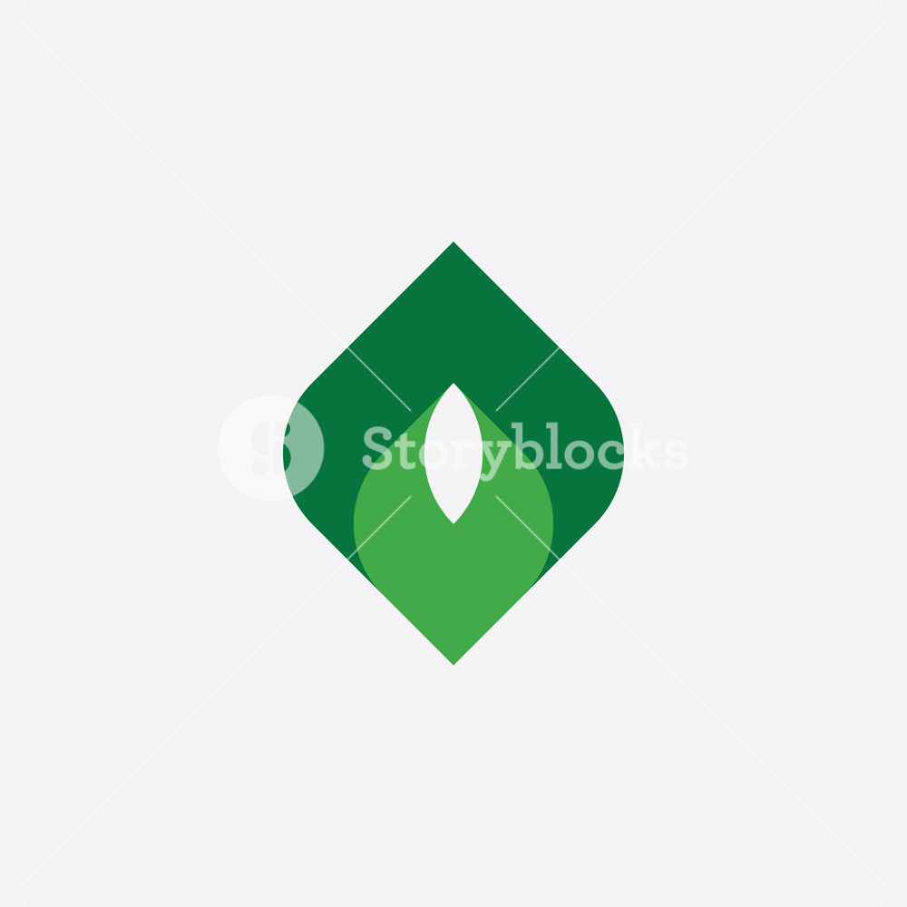 1000x1000 Geometric Leaf Letter O Green Logo Vector Royalty Free Stock Image