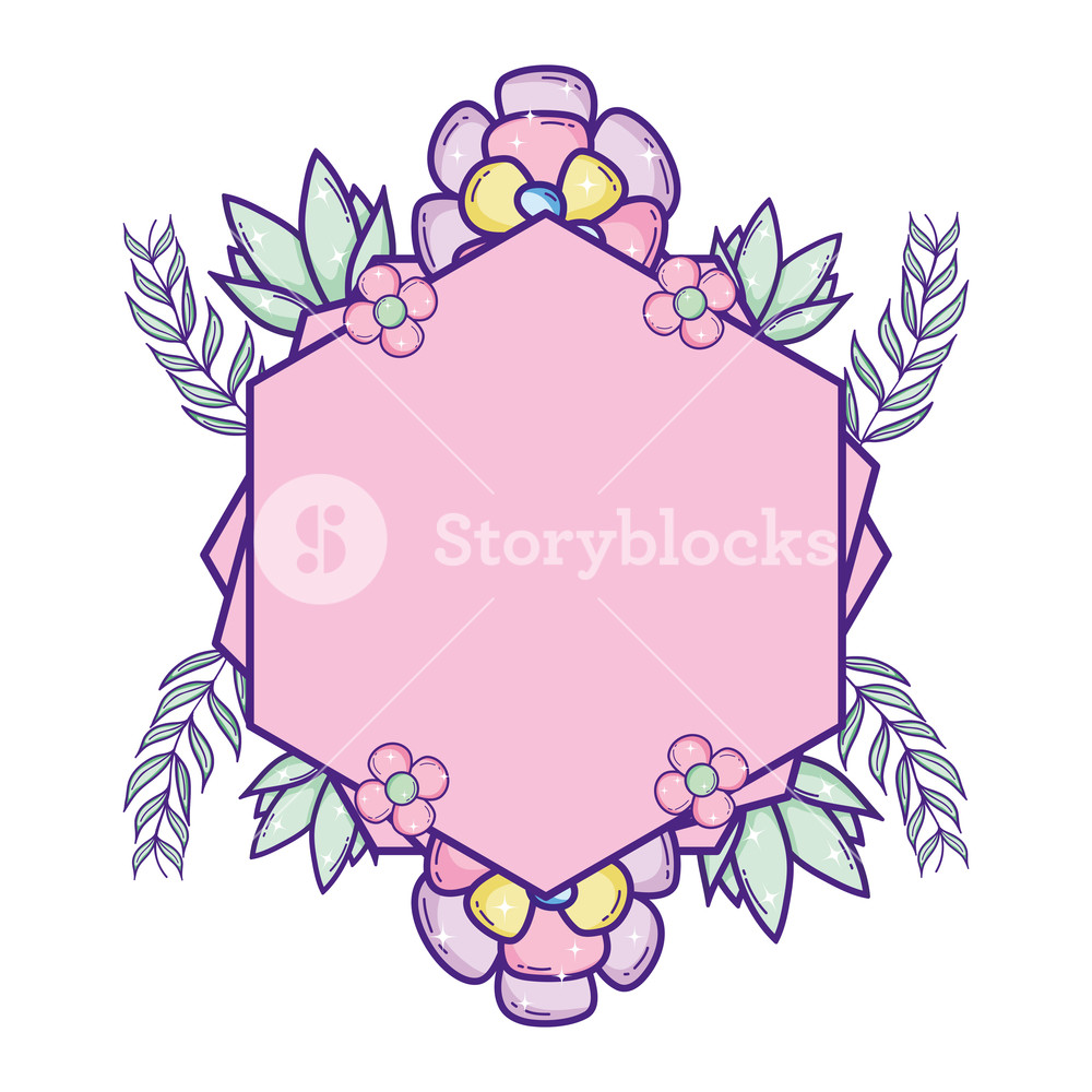 1000x1000 Geometric Shape With Flowers Plants And Leaves Vector Illustration