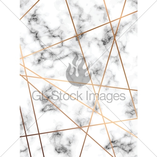 500x500 Vector Marble Texture Design With Golden Geometric Lines, Gl