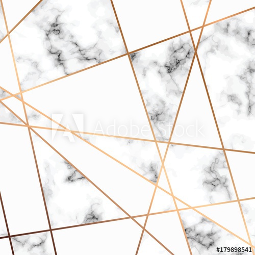 500x500 Vector Marble Texture Design With Golden Geometric Lines, Black