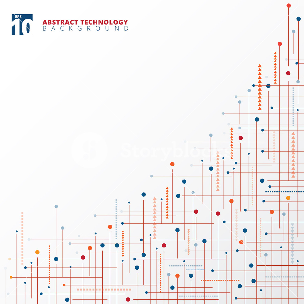 1000x1000 Abstract Digital Technology Blue And Red Color Geometric Lines