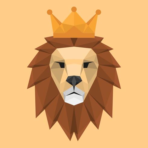490x490 Geometric Low Polygon Style Lion Face Head With Crown Triangular