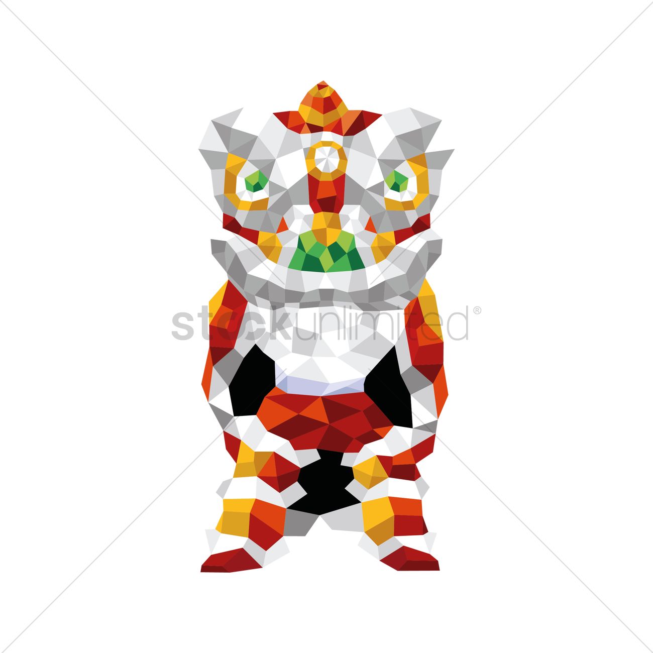 1300x1300 Geometric Chinese Lion Dance Vector Image