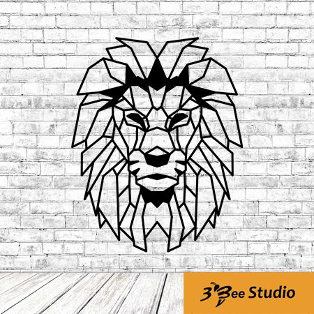 450x450 Geometric Lion Head Wall Art Plan Vector Op For Cnc Pet