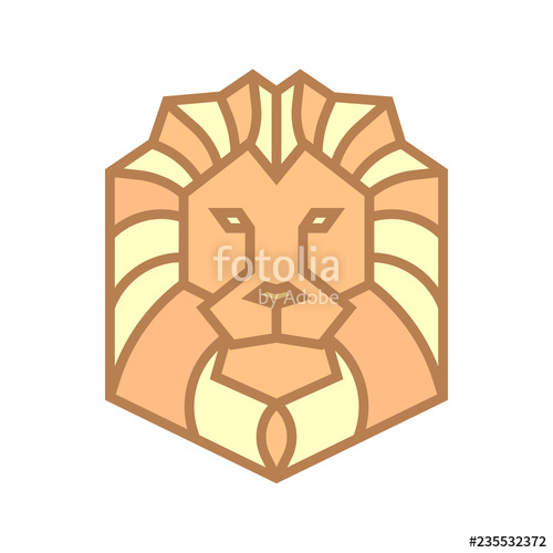 500x500 Stylized Geometric Lion Head Illustration Vector Icon Tribal