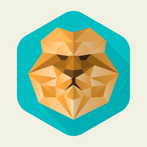 490x490 Flat Geometric Lion Simple Shape Vector Illustration
