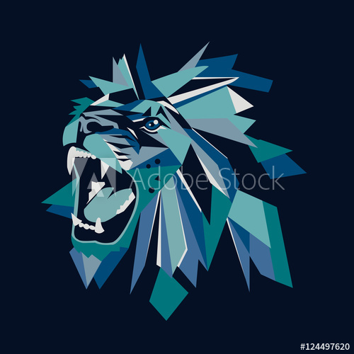 500x500 Vector Illustration Of Geometric Lion Head On Dark Background