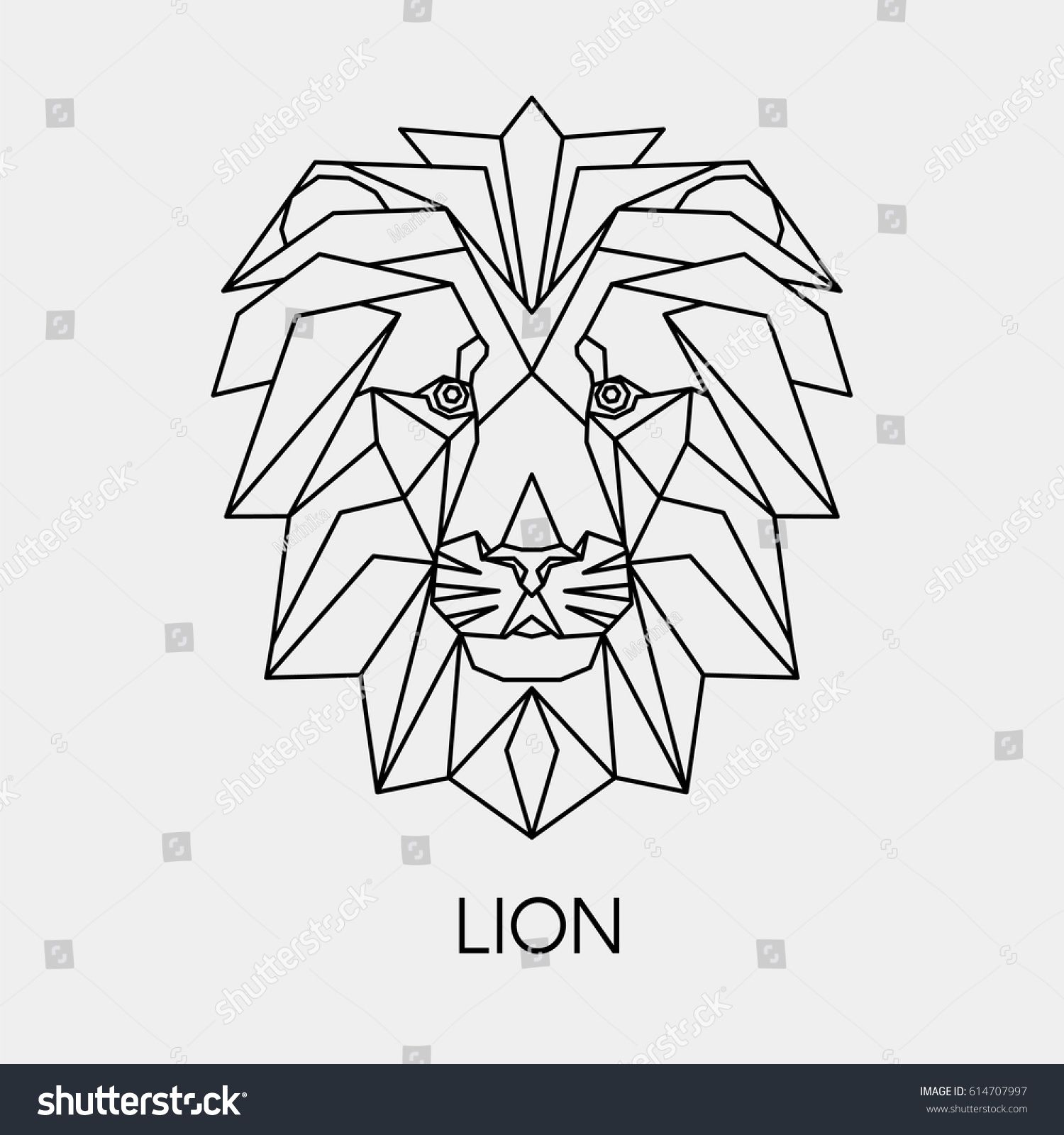 Тату Геометрическая голова Льва