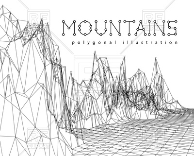 400x321 Low Poly Geometric Mountain Landscape Vector Image