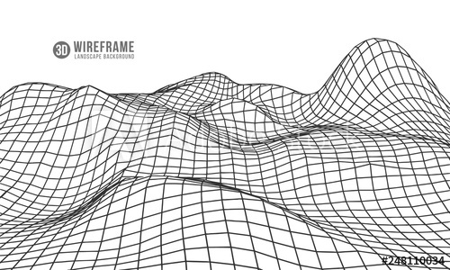 500x300 Abstract Geometric Background With Digital Mountain Landscape