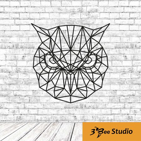 450x450 Geometric Owl Head Wall Art Plan Vector For Cnc