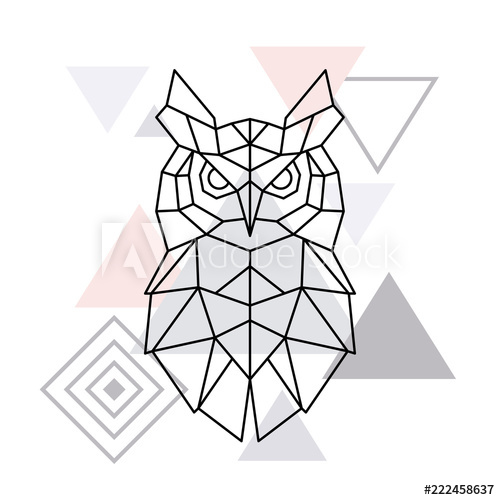 500x500 Polygonal Owl On Minimalist Triangle Background Geometric Poster