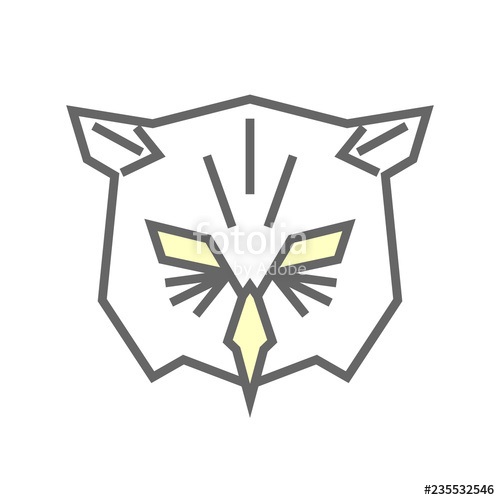 500x500 Stylized Geometric Owl Head Illustration Vector Icon Tribal