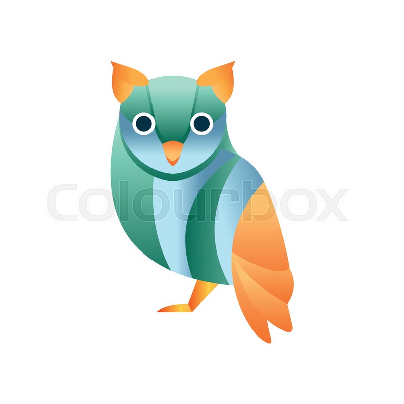 800x800 Cute Owl Bird, Stylized Geometric Stock Vector Colourbox