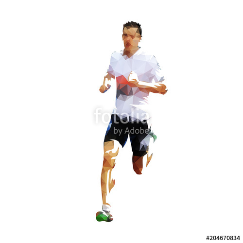 500x500 Polygonal Running Man Low Poly Vector Runner, Front View