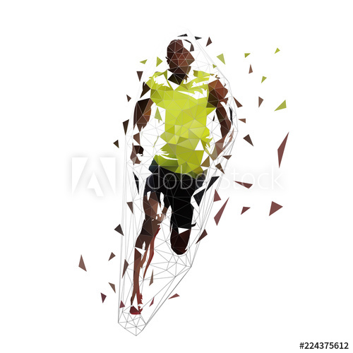 500x500 Run Sprinting Man, Low Polygonal Geometric Illustration Vector