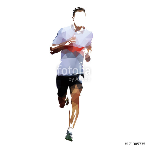500x500 Running Man, Geometric Vector Illustration, Front View Stock
