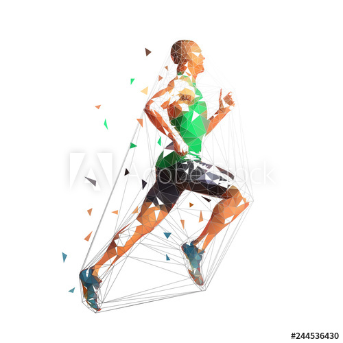 500x500 Running Man, Low Polygonal Vector Illustration Geometric Runner