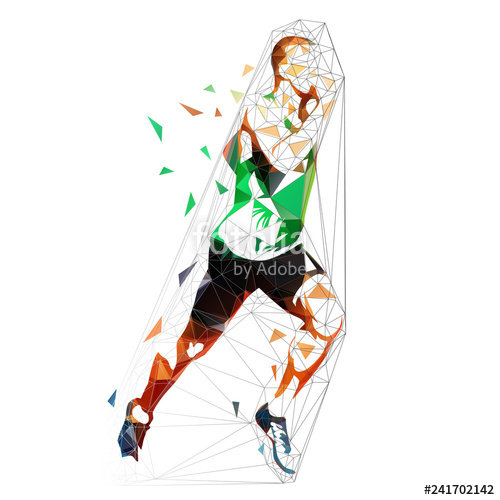 500x500 Vector Runner, Abstract Geometric Running Man Illustration Side