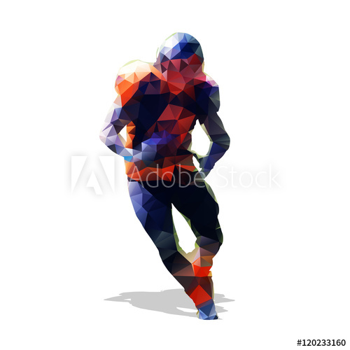 500x500 American Football Player Abstract Geometric Running Man Vector