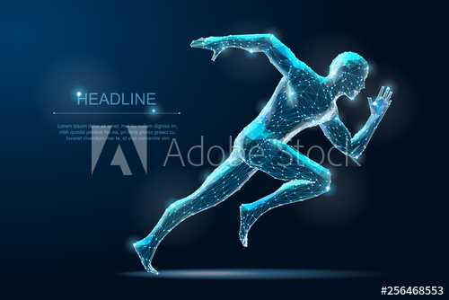 500x334 Geometric Running Man Plygonal Wireframe Speed Sport