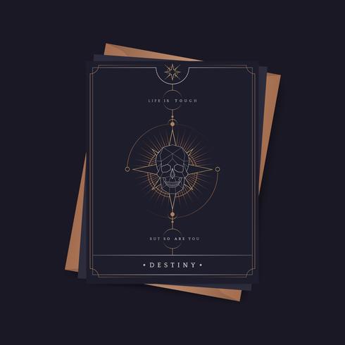 490x490 Geometric Skull Astrological Tarot Card Vector