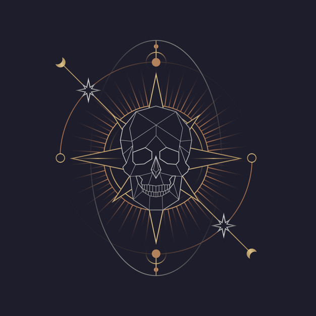 626x626 Geometric Skull Astrological Tarot Card Vector Free Download