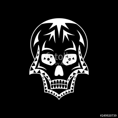 Vector White Sugar Skull With Geometric Ornament In Black 500x500 Vector White Sugar Skull With Geometric Ornament In Black