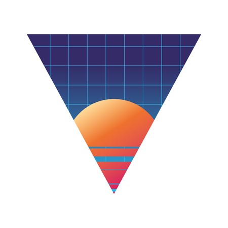 450x450 Geometric Abstract Landscape Desert Sun Vector Illustration