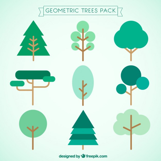 626x626 Geometric Trees Pack Vector Free Download