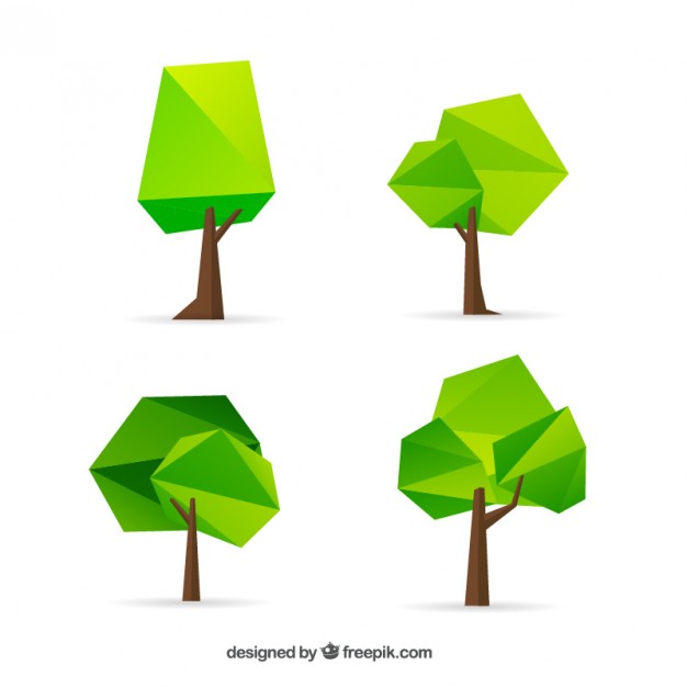 626x626 Geometrical Trees Collection Vector Free Download
