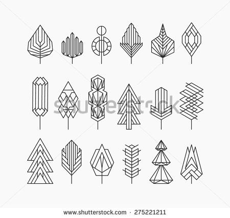 450x427 Graphical Tree Set, Hipster Linear Style