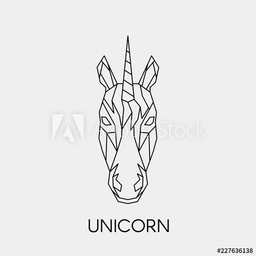 500x500 Geometric Unicorn Polygonal Linear Animal Head Vector