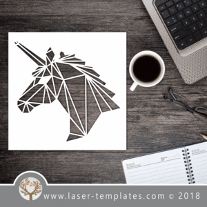 300x300 Laser Cut Geometric Unicorn Stencil Vector Template, Download