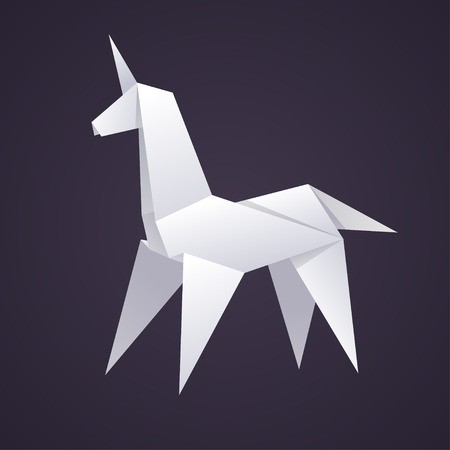 450x450 Paper Origami Unicorn, Stylized Geometric Isolated Vector