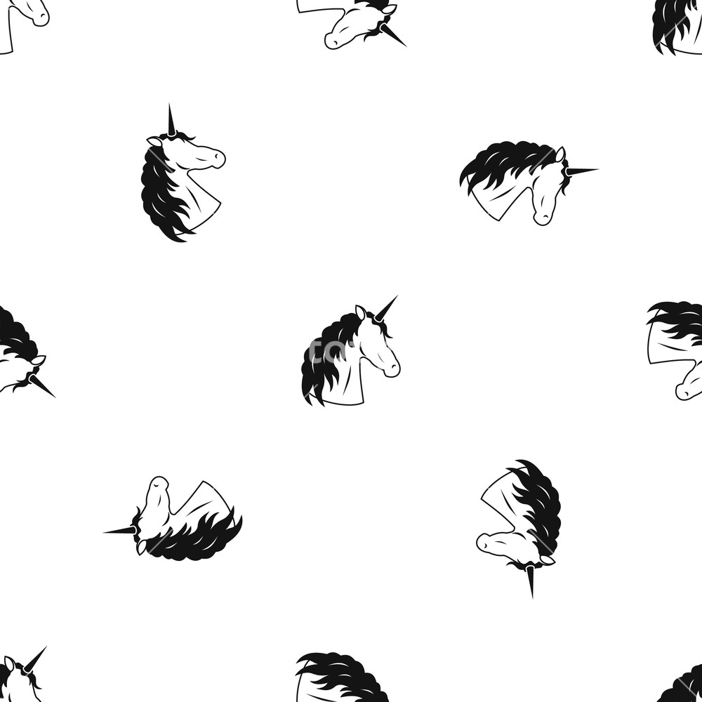 1000x1000 Unicorn Pattern Repeat Seamless In Black Color For Any Design