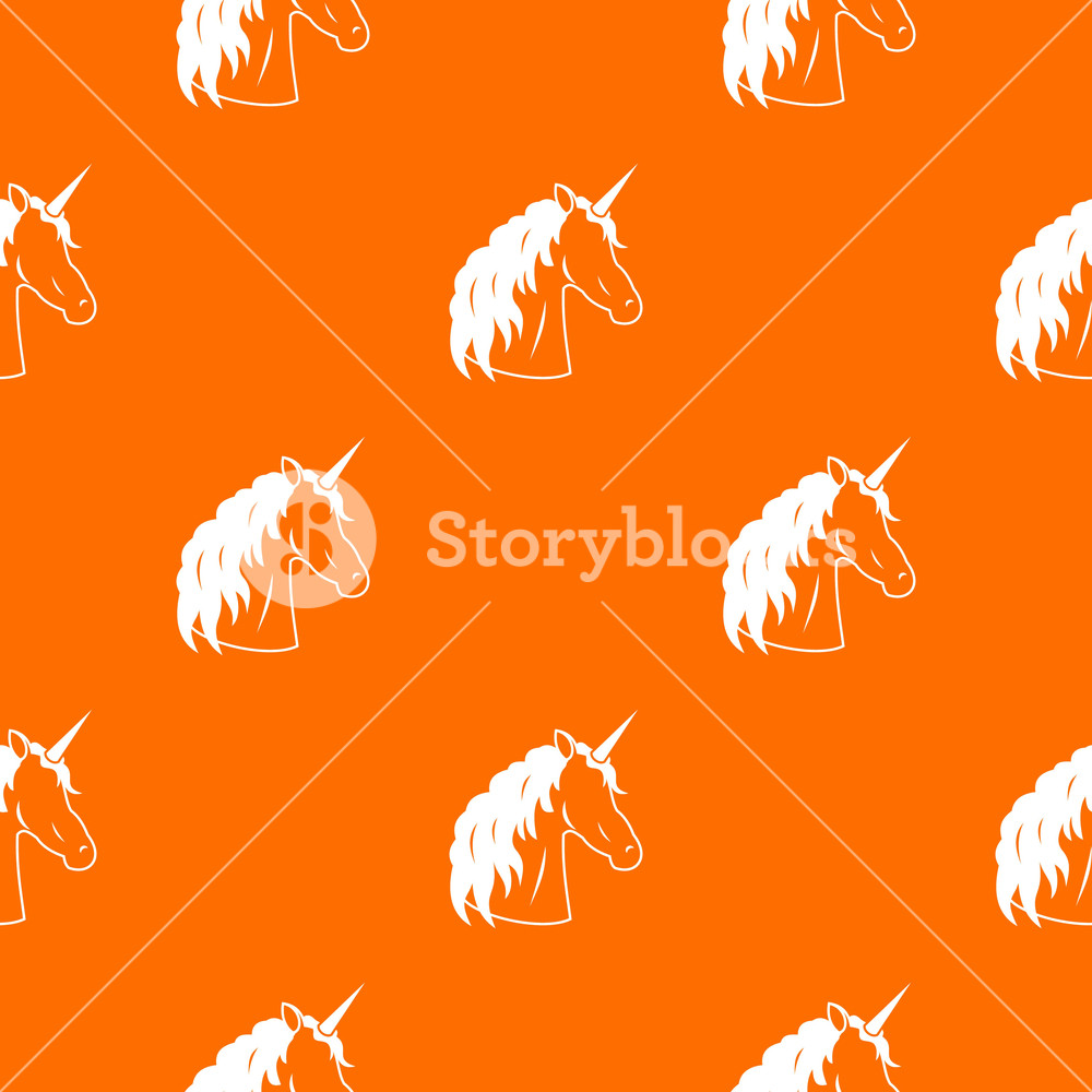 1000x1000 Unicorn Pattern Repeat Seamless In Orange Color For Any Design