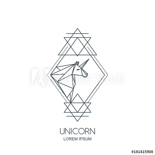 500x500 Vector Line Art Unicorn Horse Logo Icon Or Emblem Unicorn