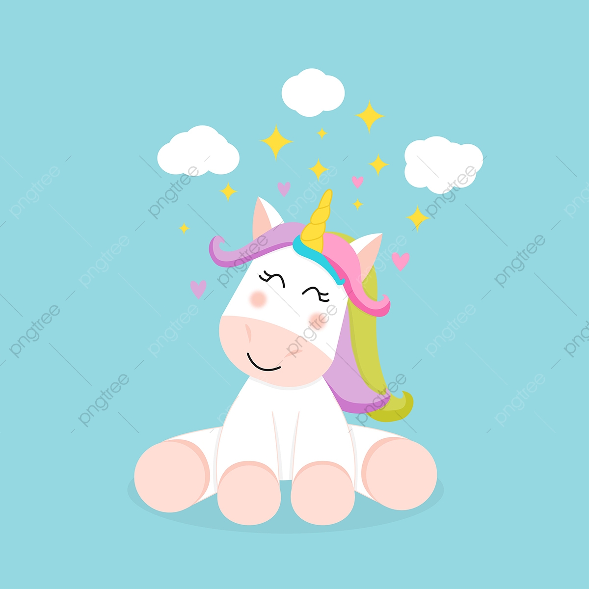 1200x1200 Cute Sitting Unicorn Vector, Unicorn, Illustration, Sitting Png