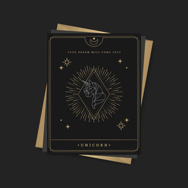 626x626 Geometric Unicorn Astrological Tarot Card Vector Free Download