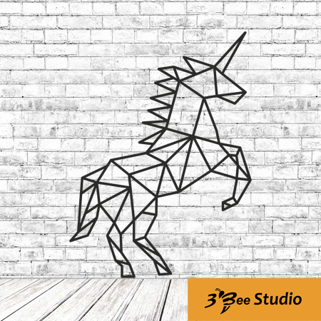 450x450 Geometric Unicorn Wall Art Plan Vector For Cnc