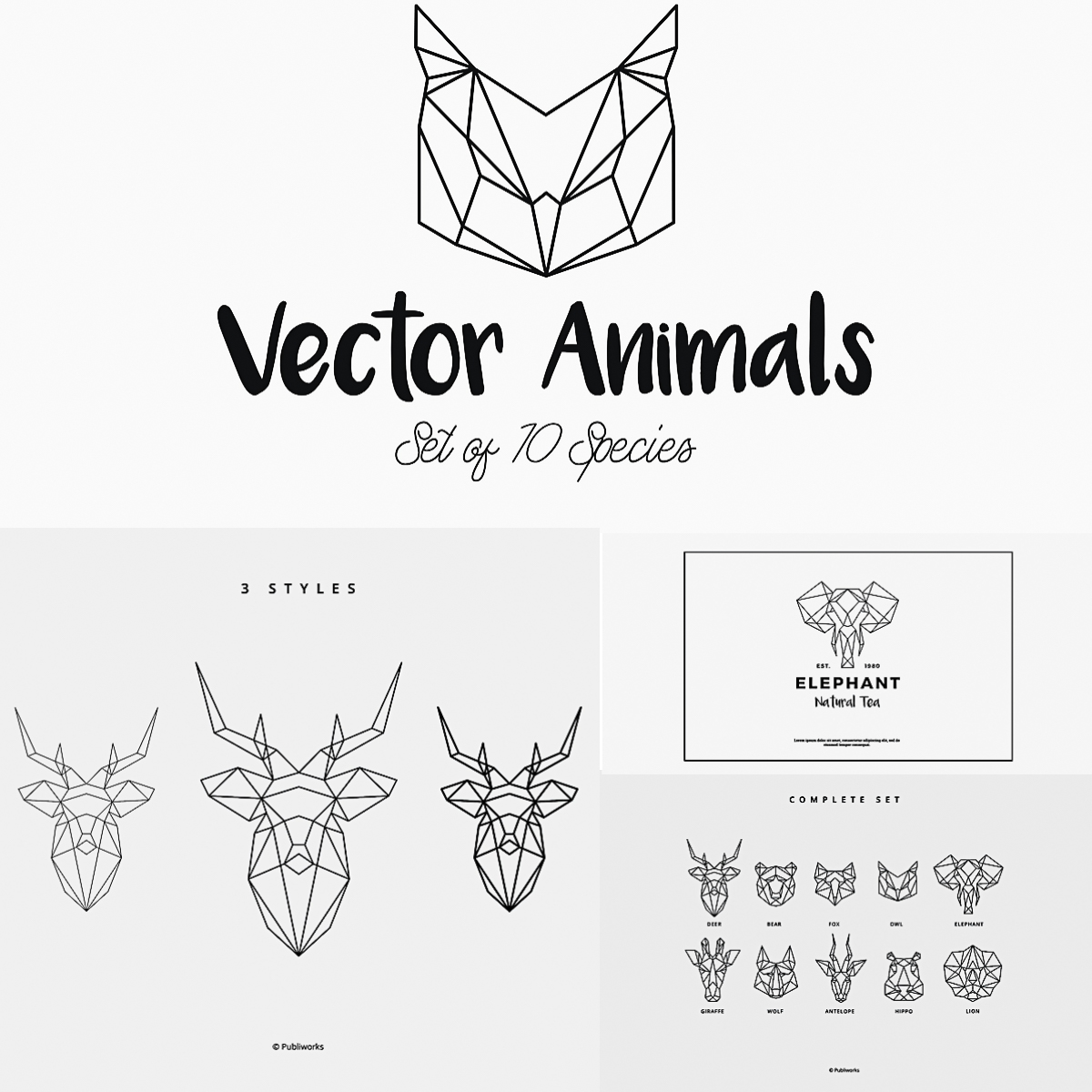 1200x1200 Geometric Vector Animals Set Free Download