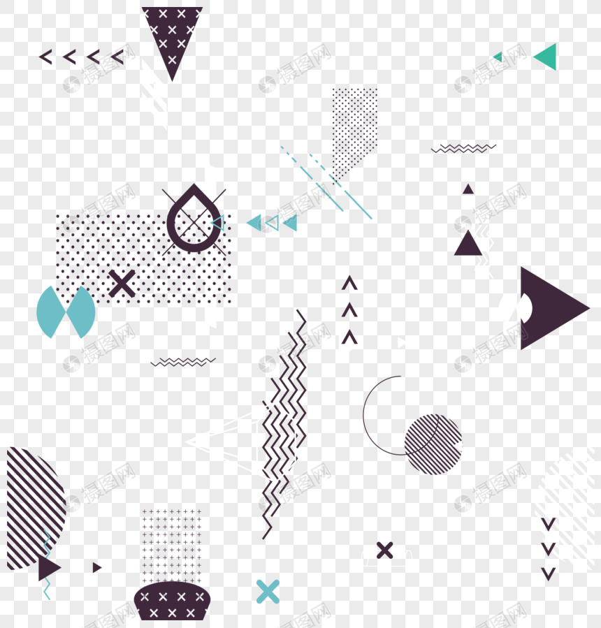 860x899 Memphis Geometric Vector Abstract Decorative Material Png