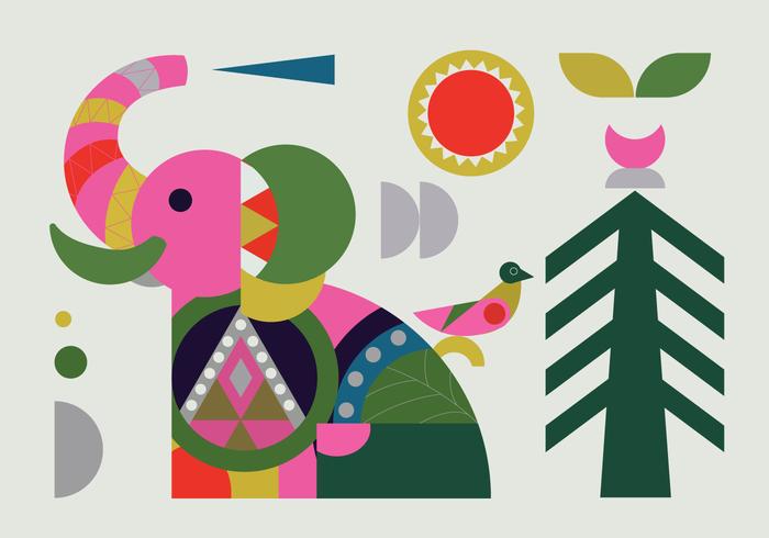 Geometric Simple Shape Elephant Vector Illustration 700x490 Geometric Simple Shape Elephant Vector Illustration